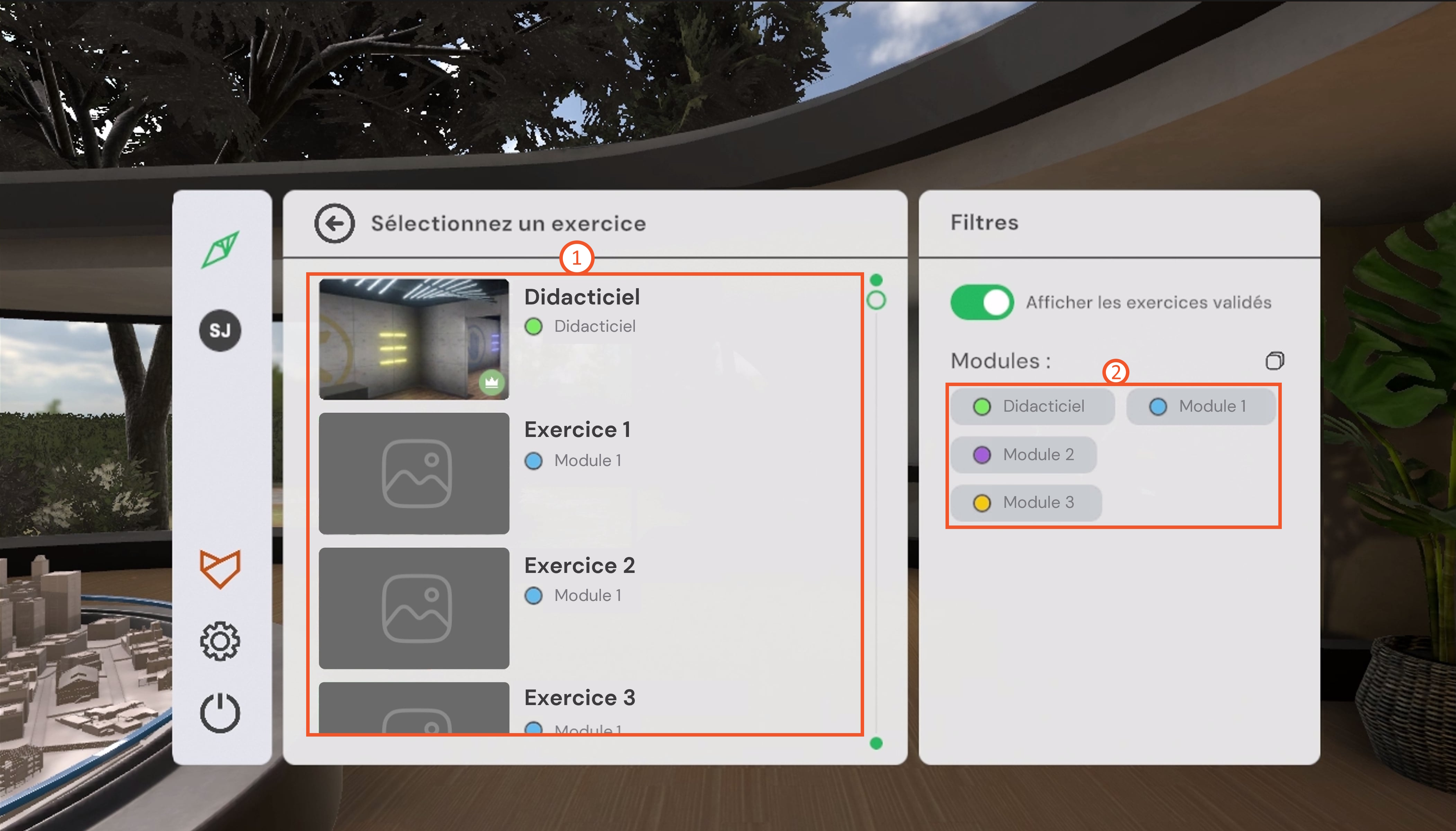 lobby exercise menu fr FR