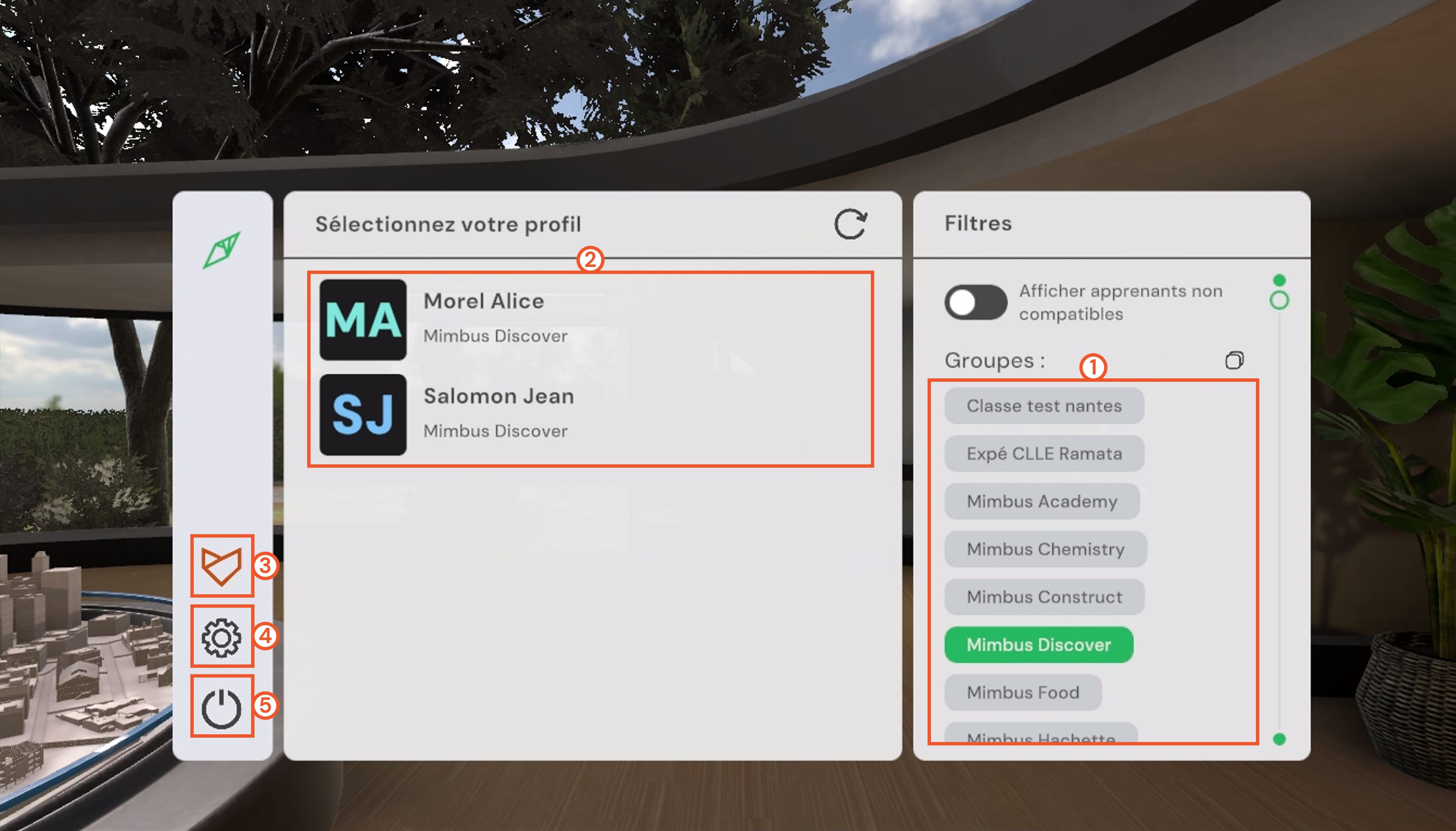 lobby user menu fr FR